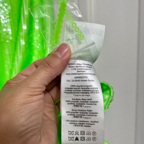 New ROTATE Sleeveless Sequin-embellished Cocktail minidress in Green Size 12 - Picture 14 of 16